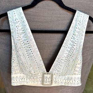 12th Tribe White Top with Rhinestone Accents